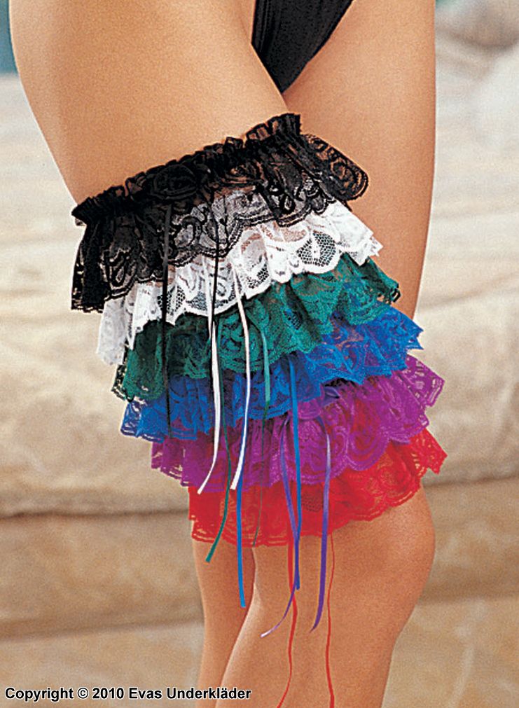Garters in satin and lace